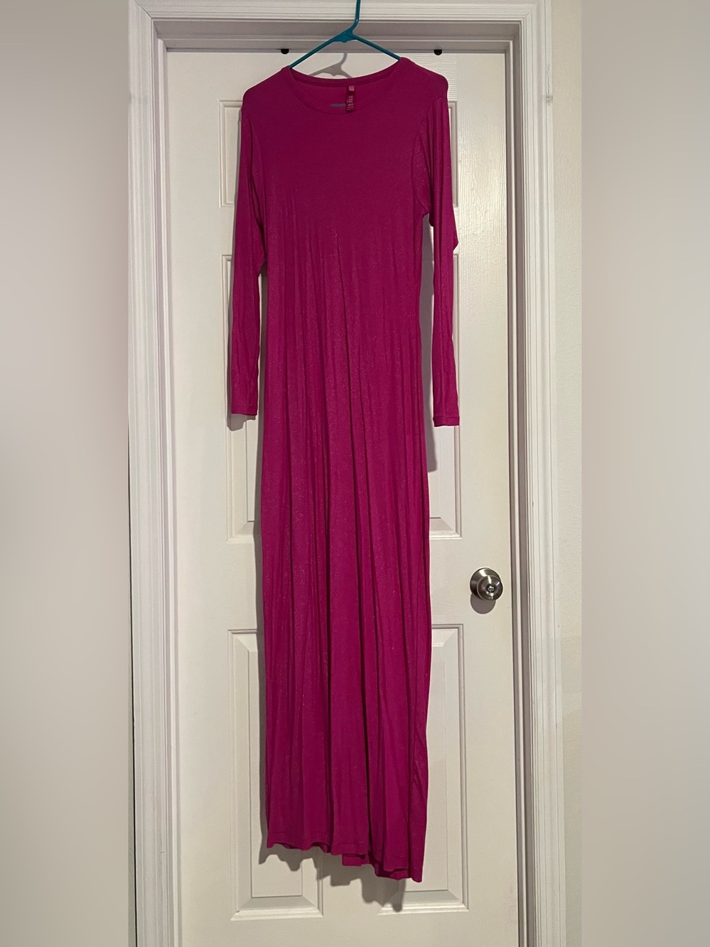 SKIMS Soft Lounge Long-Sleeve Fuchsia Maxi Dress
